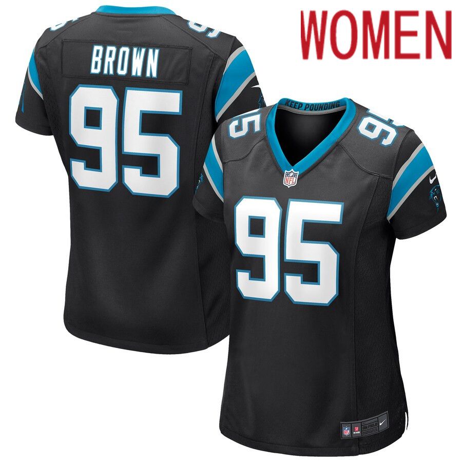 Women Carolina Panthers #95 Derrick Brown Nike Black Game NFL Jersey->women nfl jersey->Women Jersey